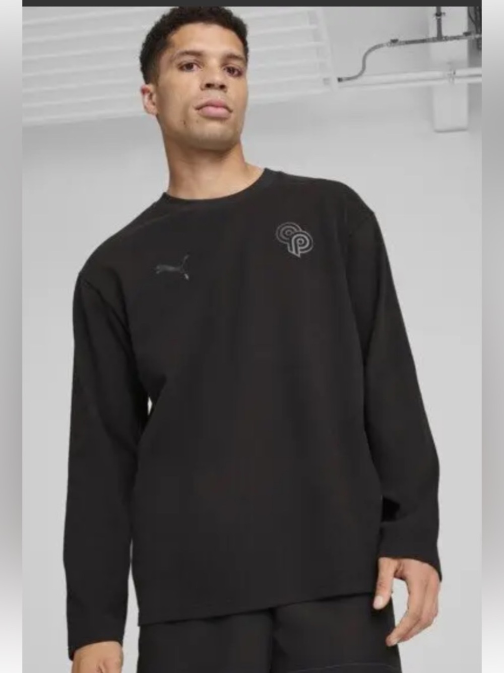 Puma Black Men's Crewneck Sweatshirt with Tonal Logo